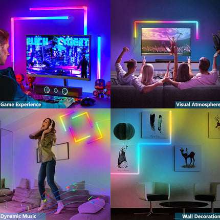 Smart RGB LED Wall Lights WiFi App Voice Control 6 Pack | Modular Gaming Ambient Lighting Compatible with Alexa Google Siri Music Sync