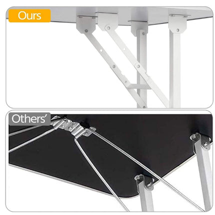 Comparison of two folding tables, labeled 'Ours' and 'Others', on a white background.