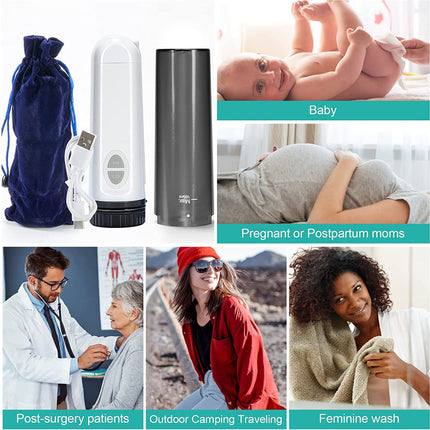 Collage of products and people with text labels on a white background