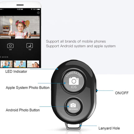 Remote control with smartphone app interface on a white background