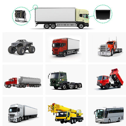 Various types of trucks displayed on a white background