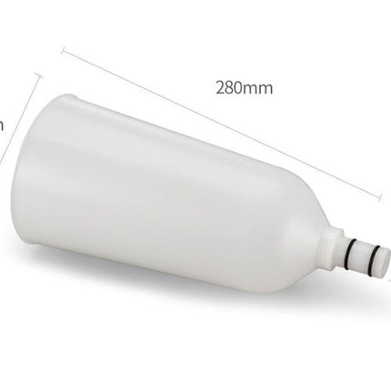 White cylindrical container with dimensions labeled on a white background