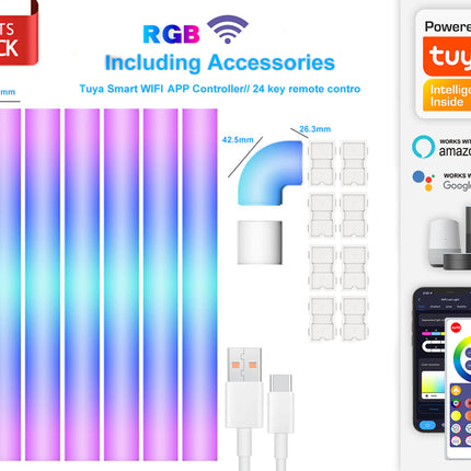 Smart RGB LED Wall Lights WiFi App Voice Control 6 Pack | Modular Gaming Ambient Lighting Compatible with Alexa Google Siri Music Sync