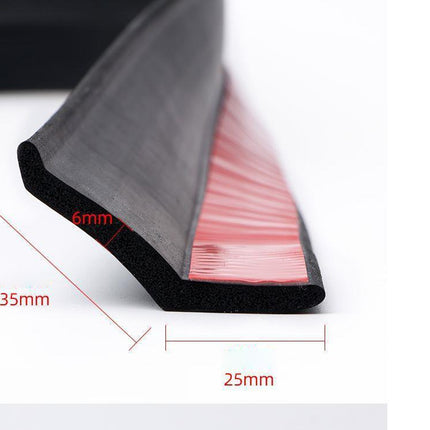 Black rubber strip with red interior, showing dimensions on a white background