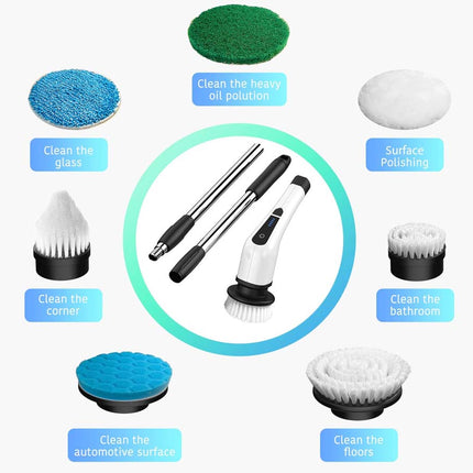 Set of cleaning brushes with various uses on a white background