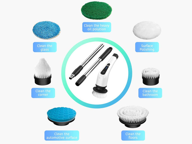 Set of cleaning brushes with various uses on a white background