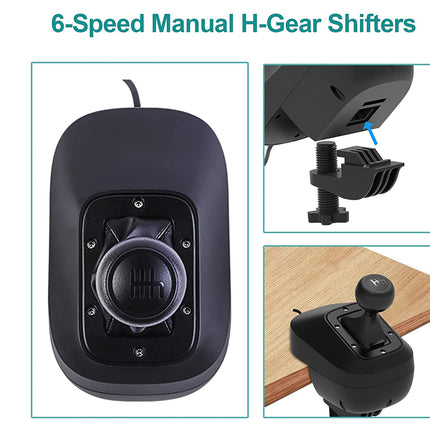 6-Speed Manual H-Gear Shifters with close-up details on a white background