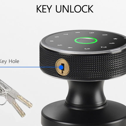 Key unlock device with keyhole and keys on a white background