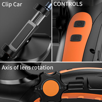 Close-up of a car phone holder with labeled parts on a white background