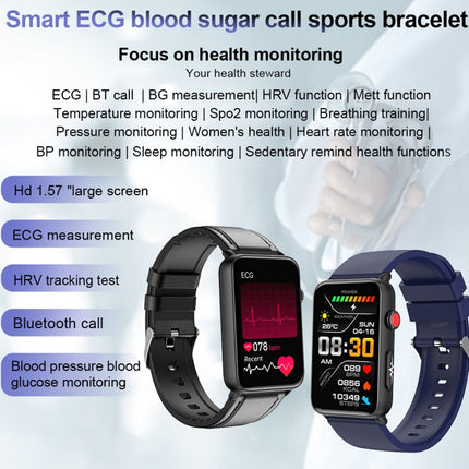 Bluetooth Smart Watch ECG Blood Glucose Heart Rate Monitor | 1.57 Inch HD Touch Screen Fitness Tracker IP67 Waterproof NFC Calling