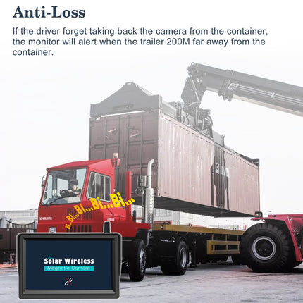 Truck with container and monitor displaying 'Solar Wireless' on a white background