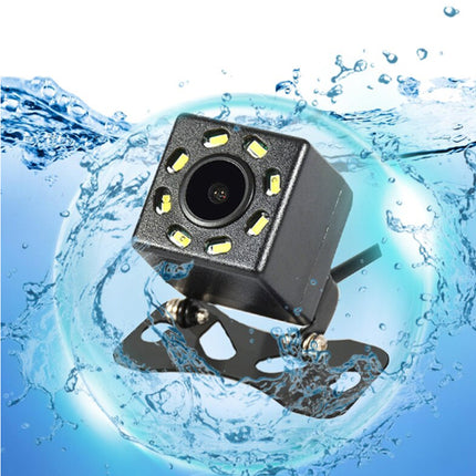 Waterproof camera with water splashes around it on a white background