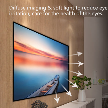 TV screen displaying a sunset scene with text about diffuse imaging and soft light.