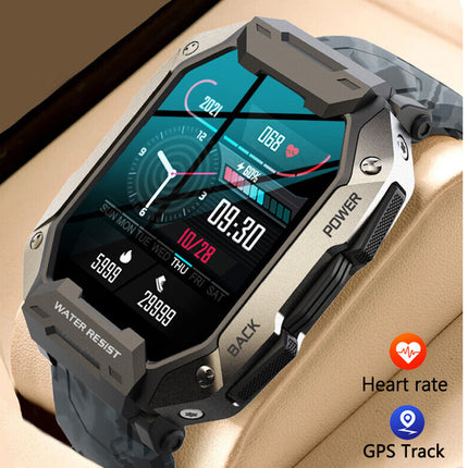 Smartwatch with digital display on a beige background