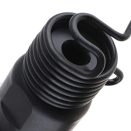 Close-up of a black mechanical component on a white background