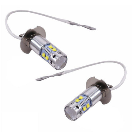 Two H4 LED car light bulbs on a white background
