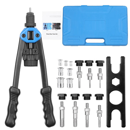 Bushing tool set with various components on a white background