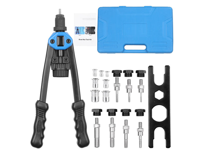 Bushing tool set with various components on a white background