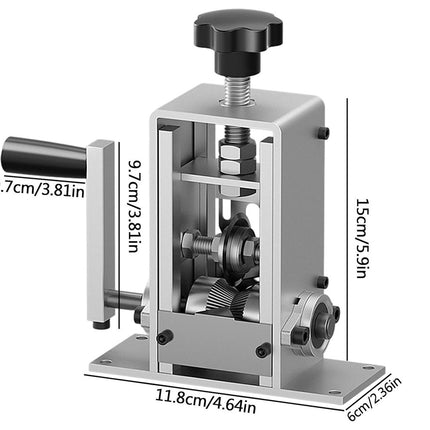 Mechanical device with dimensions labeled on a white background