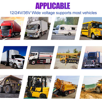 Collage of various vehicles with text indicating wide voltage compatibility.