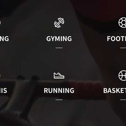 Icons and labels for different sports activities on a dark background