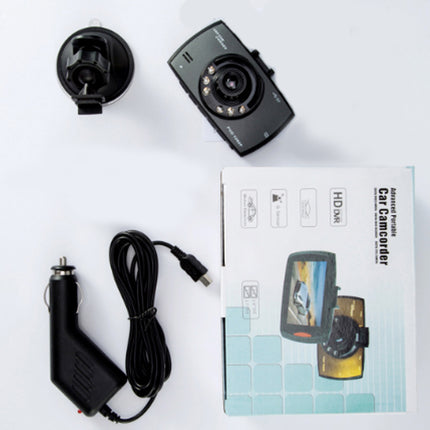 Car dashboard camera with accessories on a white background