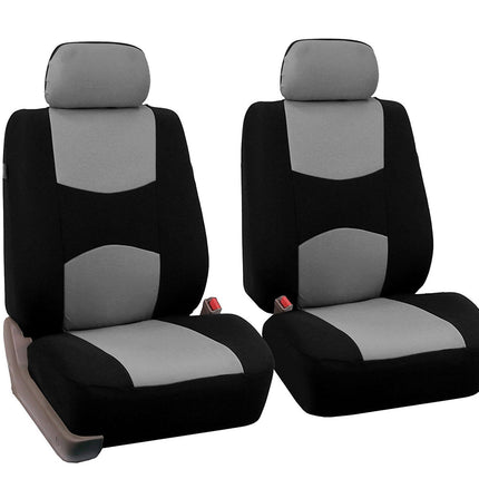 Car Seat Covers Full Set - Universal 5-Seater Fit - Polyester | Black/Grey | 3-Layer Washable | Spill & Pet Protection | 5 Headrests