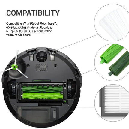 Compatibility diagram for iRobot Roomba robot vacuum cleaners with additional cleaning tools.
