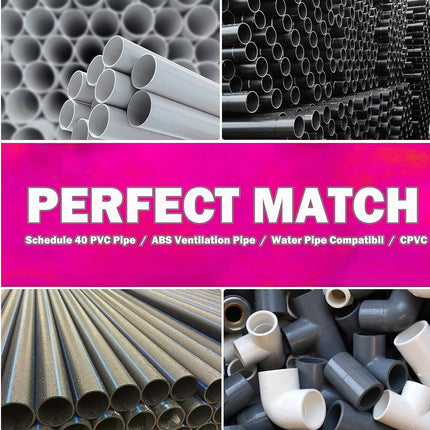 Collage of pipes with 'Perfect Match' text on a pink banner