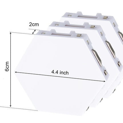 White plastic bracket with dimensions labeled on a white background