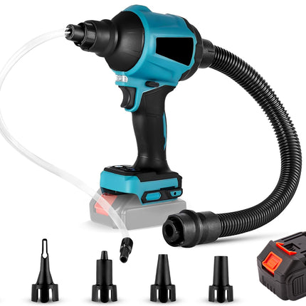Cordless Electric Air Duster Vacuum Blower Inflator 3 in 1 | 50000RPM Portable Dust Cleaner with Battery Charger LED Light 6 Nozzles