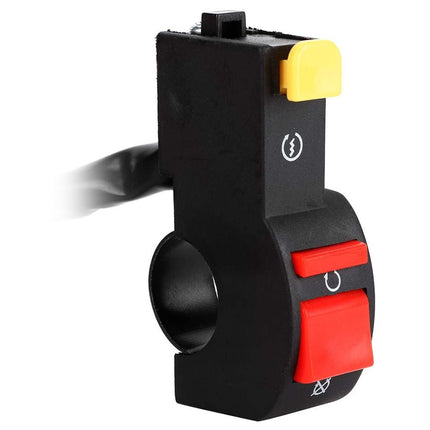 Black and red switch with yellow component on a white background
