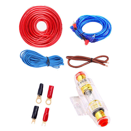 Collection of electrical wires and connectors on a white background