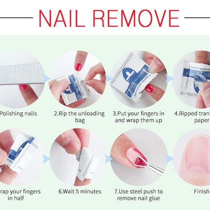Step-by-step guide on how to remove nails with visual illustrations and text.