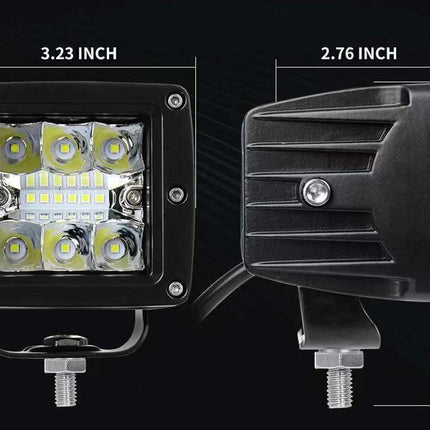 LED light bar with dimensions on a black background