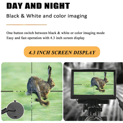 Camera switch between black & white and color imaging with 4.3-inch screen display.