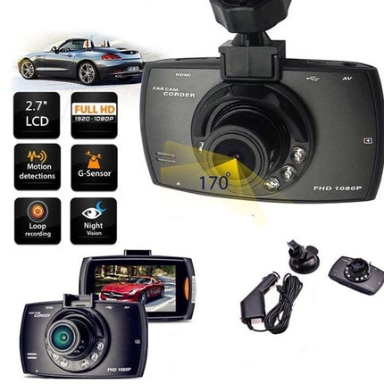 Car dashboard camera with accessories on a white background