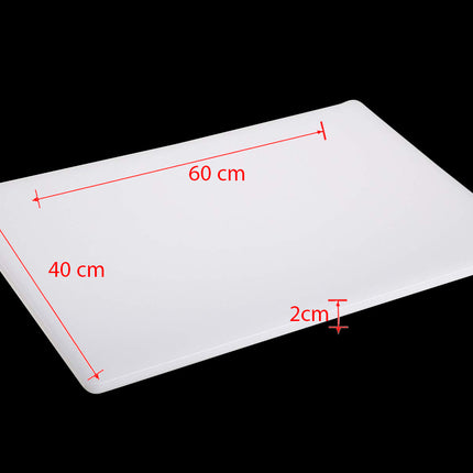 Clear rectangular sheet with measurements on a black background