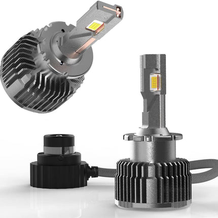 Two car headlight bulbs on a white background