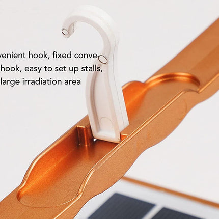 Orange metal stand with a white hook on a light gray background