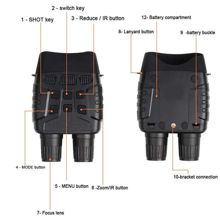 Black electronic device with labeled buttons on a white background