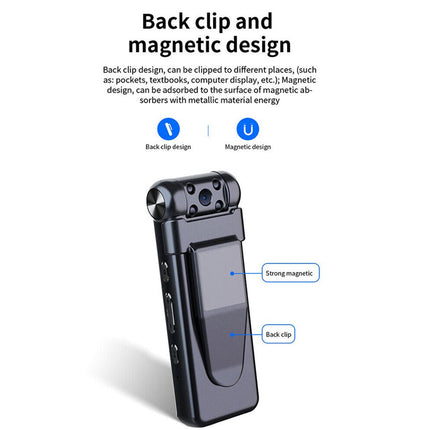 Electronic device with back clip and magnetic design features on a white background