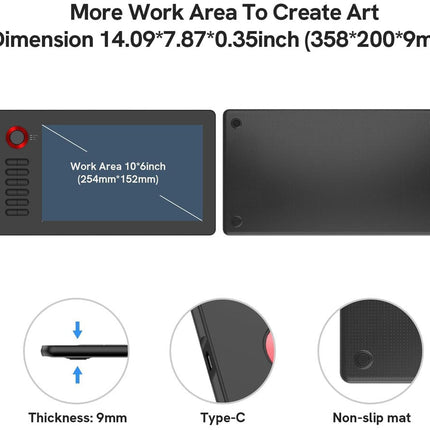Gadgets with dimensions and features displayed on a white background