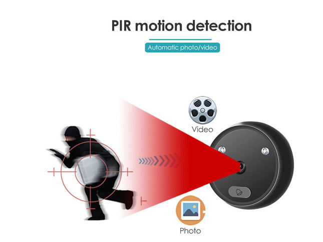 Smart WiFi Video Doorbell HD with 2.4" Touch Screen, PIR Motion Detection, Night Vision, Two-Way Audio, 120° Wide-Angle Lens, Black
