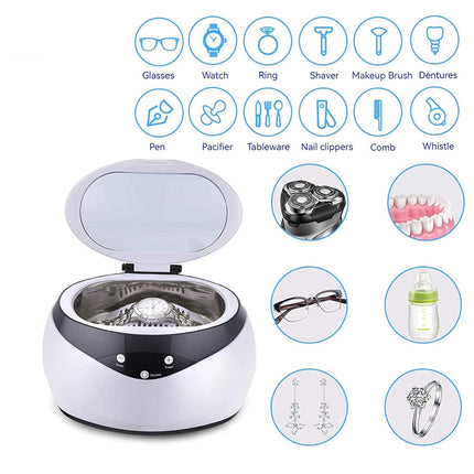 Dental cleaning machine with icons indicating items it can clean.