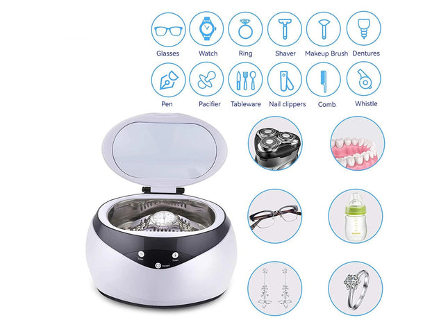 Dental cleaning machine with icons indicating items it can clean.