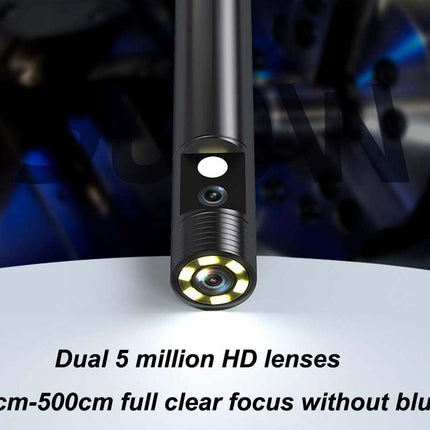 Camera lens with dual 5 million HD lenses on a white background