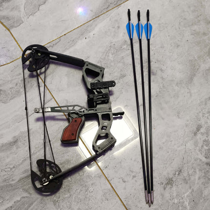 Archery bow and arrows on a marble floor