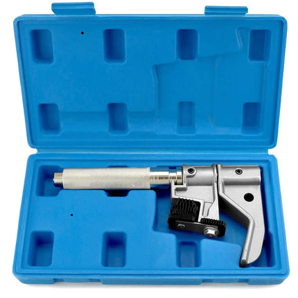 Mechanical tool in a blue case on a white background
