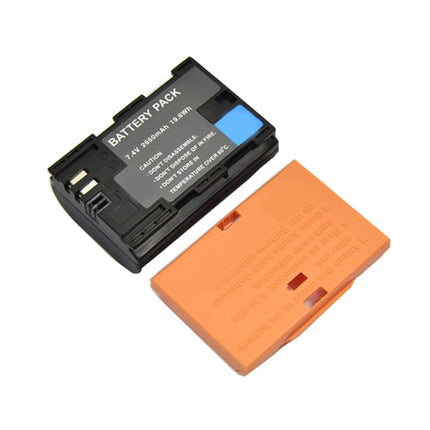Black battery pack and orange case on a white background